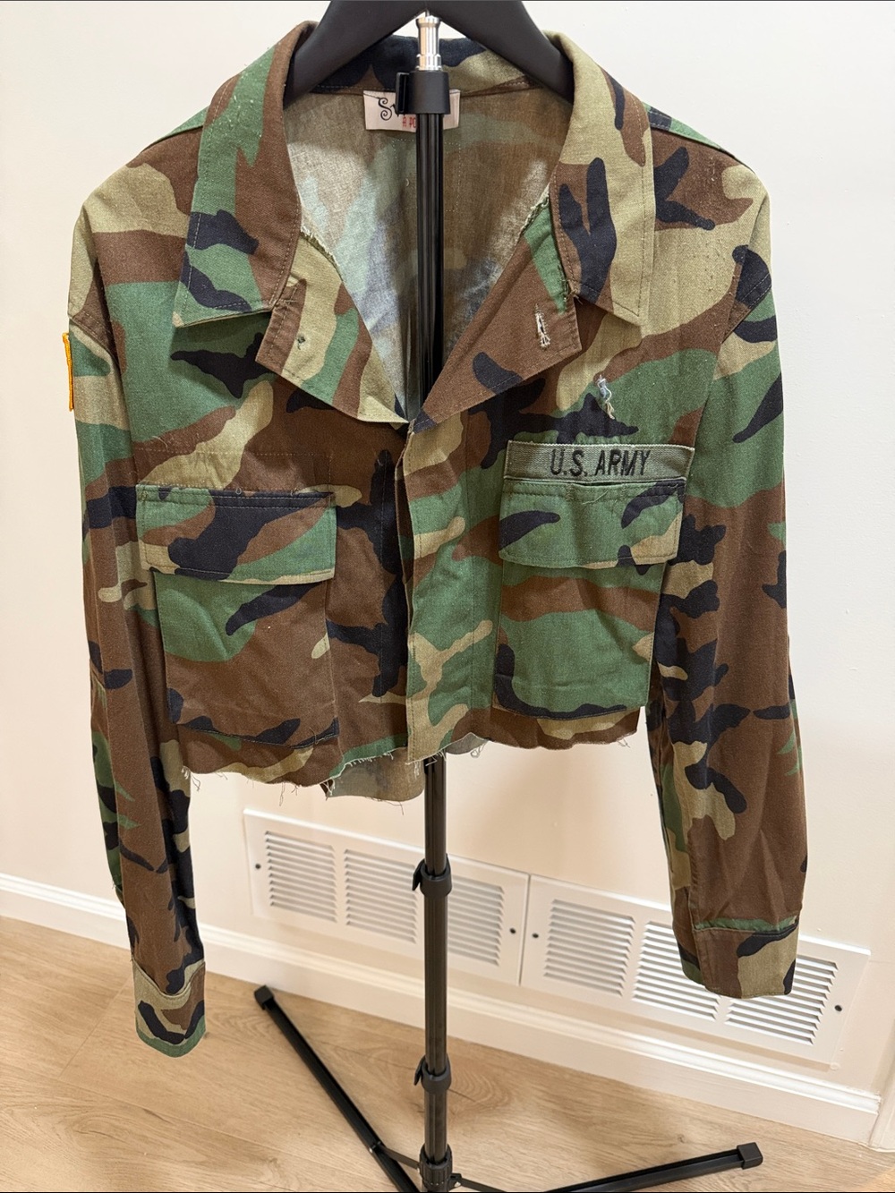 U.S. Army Cropped Woodland Camo Utility Jacket - Green/Brown/Black